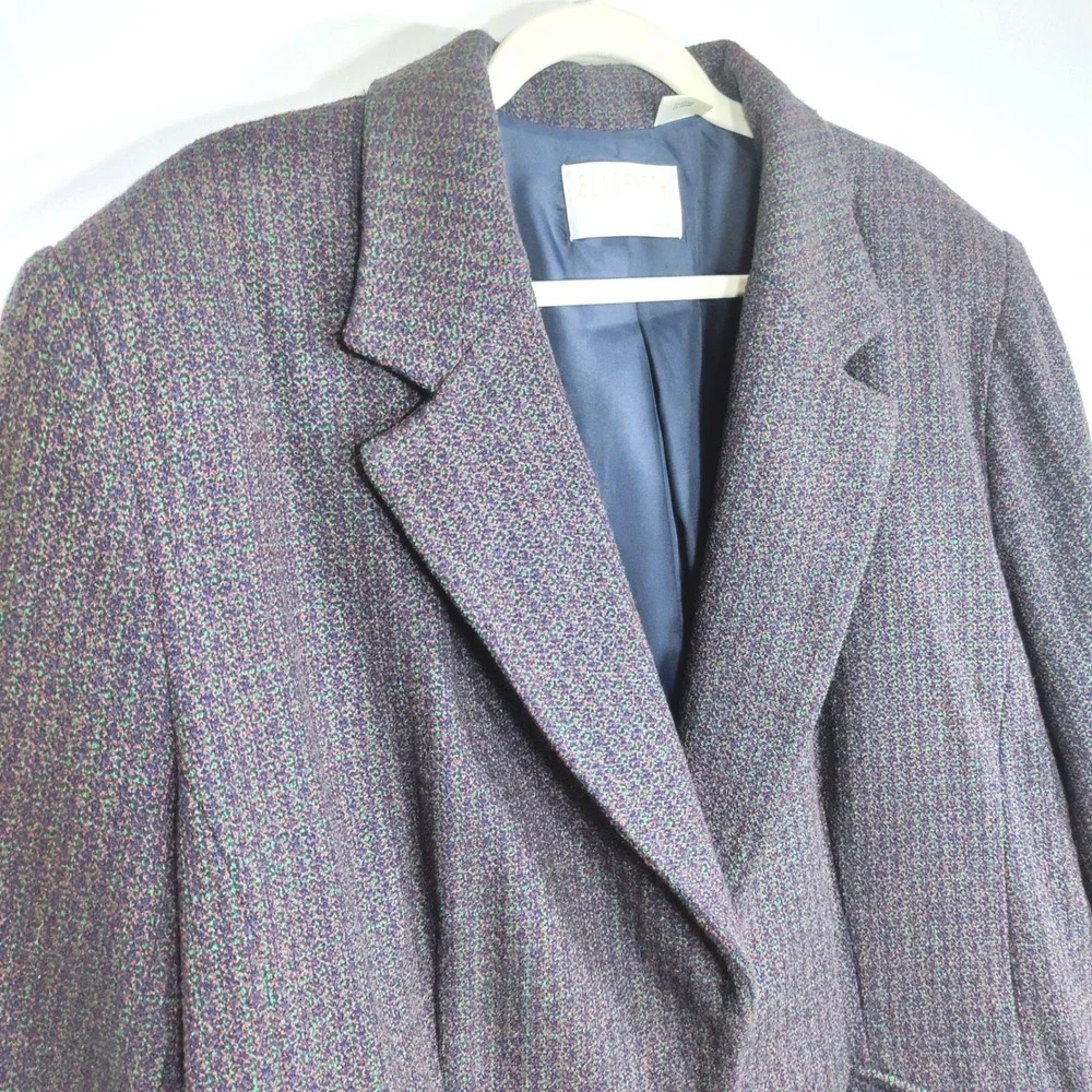 Vintage Elisabeth Petite Blazer 22P Multicolor Tweed Academia Made USA